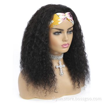 Deep Curly Wig Hot Sell Curly Headband Wig Gluless Wigs Real Hair Wigs For Women